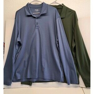 UNTUCKit Men's 2XL Polo Long Sleeve 100% Cotton Blue And Green (2)